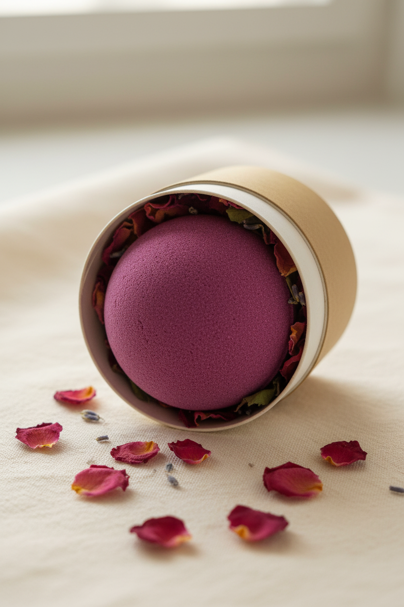 Ylang and Ginger bath bomb, handmade and natural
Luxury / Spa vibe:
Luxury Ylang and Ginger bath bomb with essential oils for relaxation
Action / in-bath:
Ylang and Ginger bath bomb fizzing in bath water with colorful bubbles
Natural / Vegan focus:
Vegan and chemical-free Ylang and Ginger bath bomb with natural ingredients
Gift / packaging style:Ylang and Ginger bath bomb in eco-friendly packaging, perfect gift